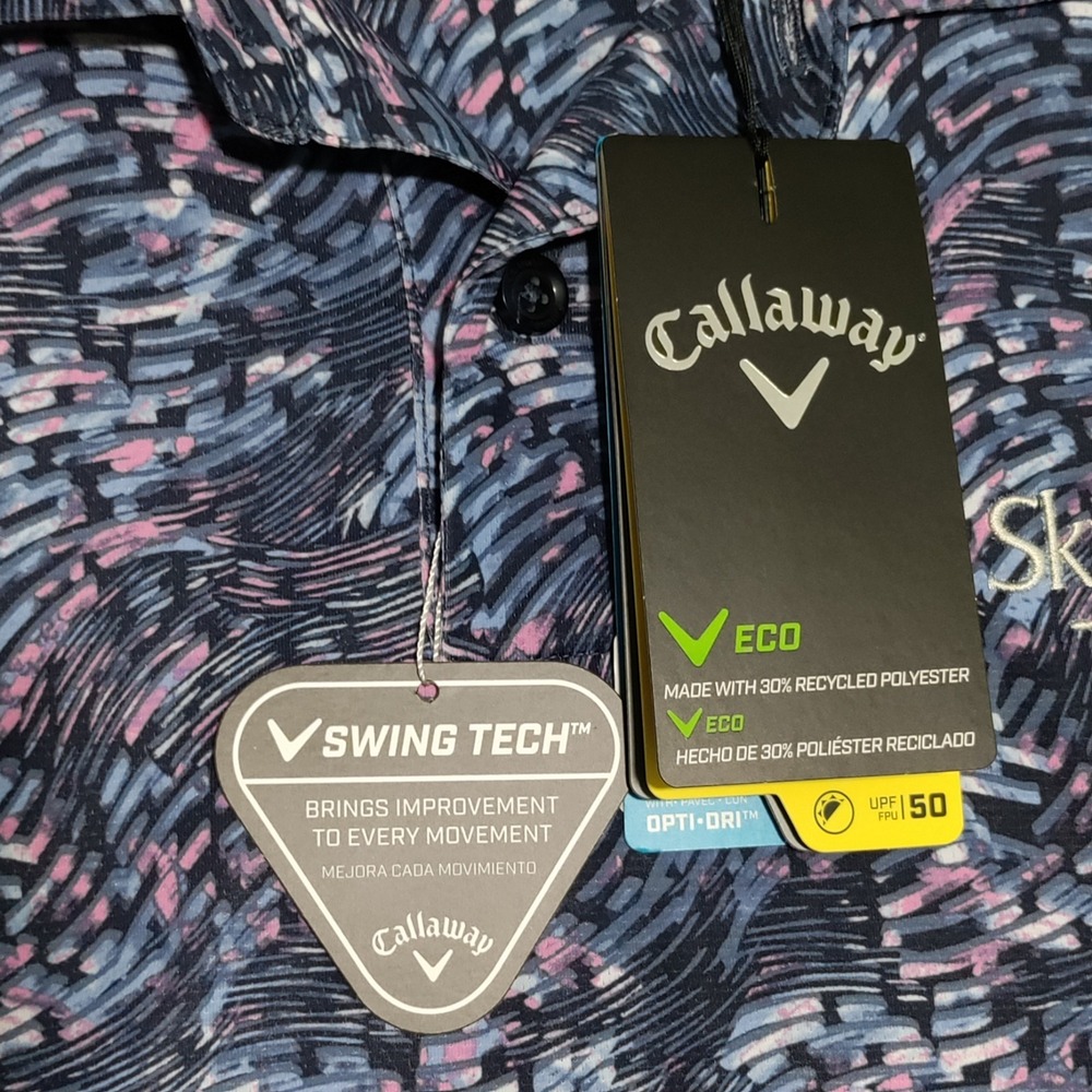 Callaway Swing Tech Golf Polo Shirt Mens Medium Sky Valley Country Club Colorful - Picture 5 of 15
